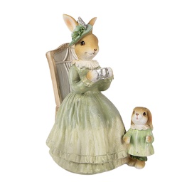 [6PR5980] Deko Kaninchen Braun Grün 14x10x18 cm