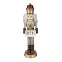 Statue Natalizie Schiaccianoci con Calendario Grigio, Oro 7x7x22 cm