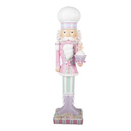 [6PR6235] Décoration de Noël casse Noisette Rose Blanc 13x11x47 cm
