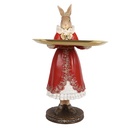Decoration rabbit with platter Beige Red 18x17x31 cm