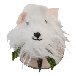 [66295] Gancio appendiabiti parete Cane in feltro Bianco Marrone 11x15x14 cm