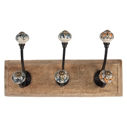 [6H2394] Appendiabiti da parete 3 ganci Marrone 31x10x16 cm