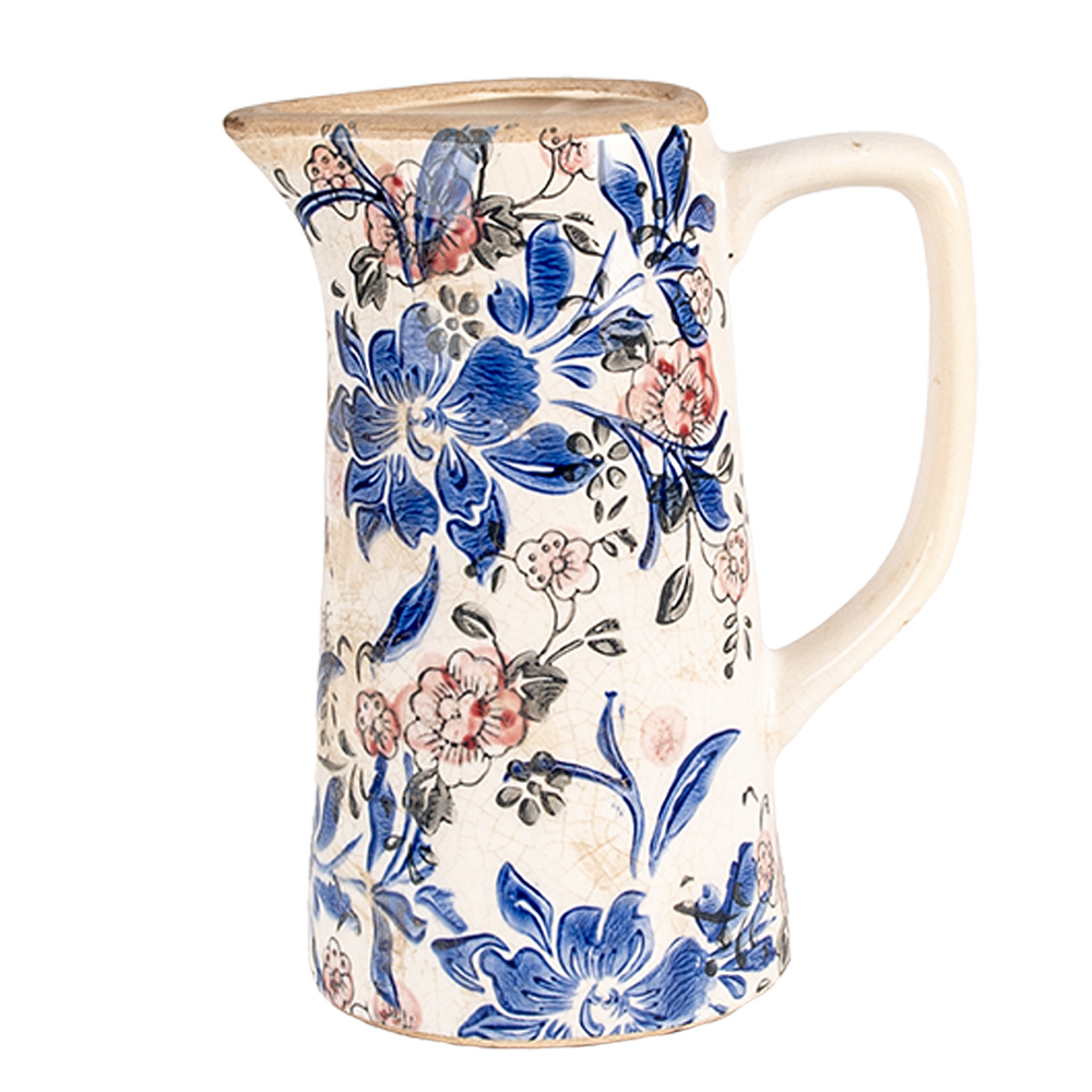 Decorative Pitcher Beige Blue 16x11x20 cm