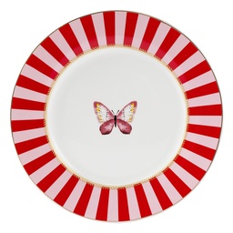[6CEDP0171] Piatto da Colazione Bianco Rosso Ø 19x2 cm