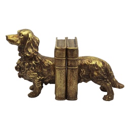 [6PR6477] Buchstützen 2er Set Hund Goldfarbig 38x12x21 cm