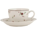 Clayre & Eef Kop en Schotel 200 ml Beige Keramiek Bloemen