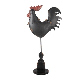 [6Y5845] Décoration le coq Noir Rouge 33x12x64 cm