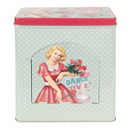 [6BL0125] Boîte de rangement en Fer Bleu Rose 16x10x18 cm
