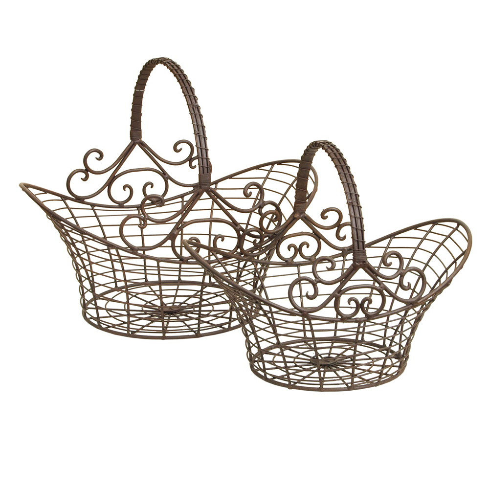 Cestini portaoggetti set di 2 Marrone 41x31x35 / 36x24x28 cm