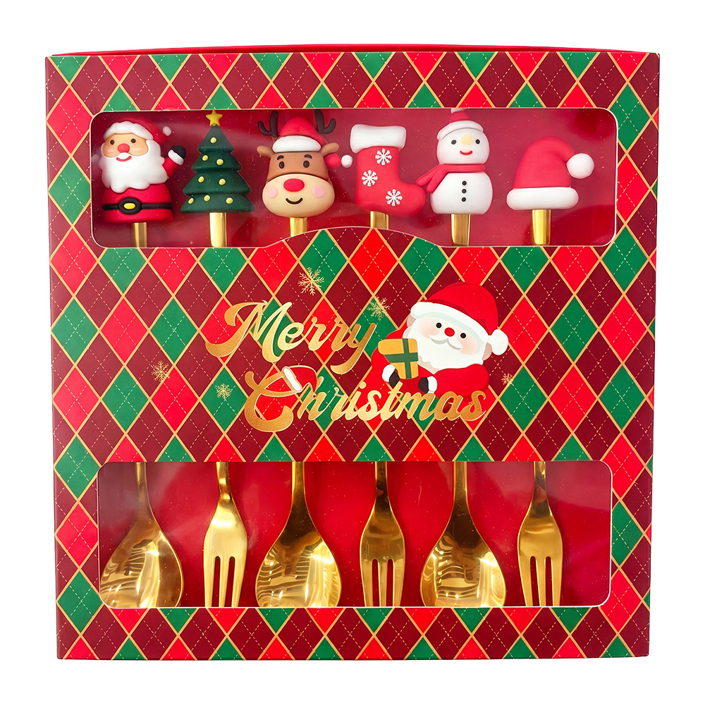 Dessert cutlery Gold coloured Red (6) 2x12 cm