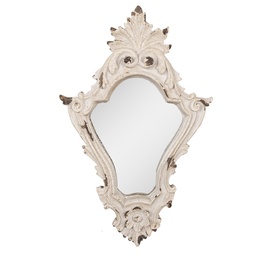 [62S321] Wall Mirror White Brown 27x5x42 cm