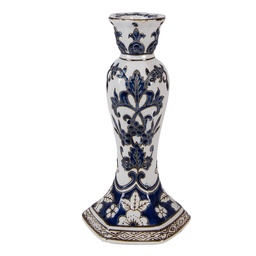 [6CE2384S] Kerzenständer Weiß Blau Ø 11x21 cm