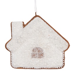 [6PR5329] Ciondolo di decorazione di una casetta Bianco Marrone 9x1x8 cm