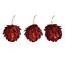 Christmas Decoration Flower (set 3) Red Ø 8x8 cm