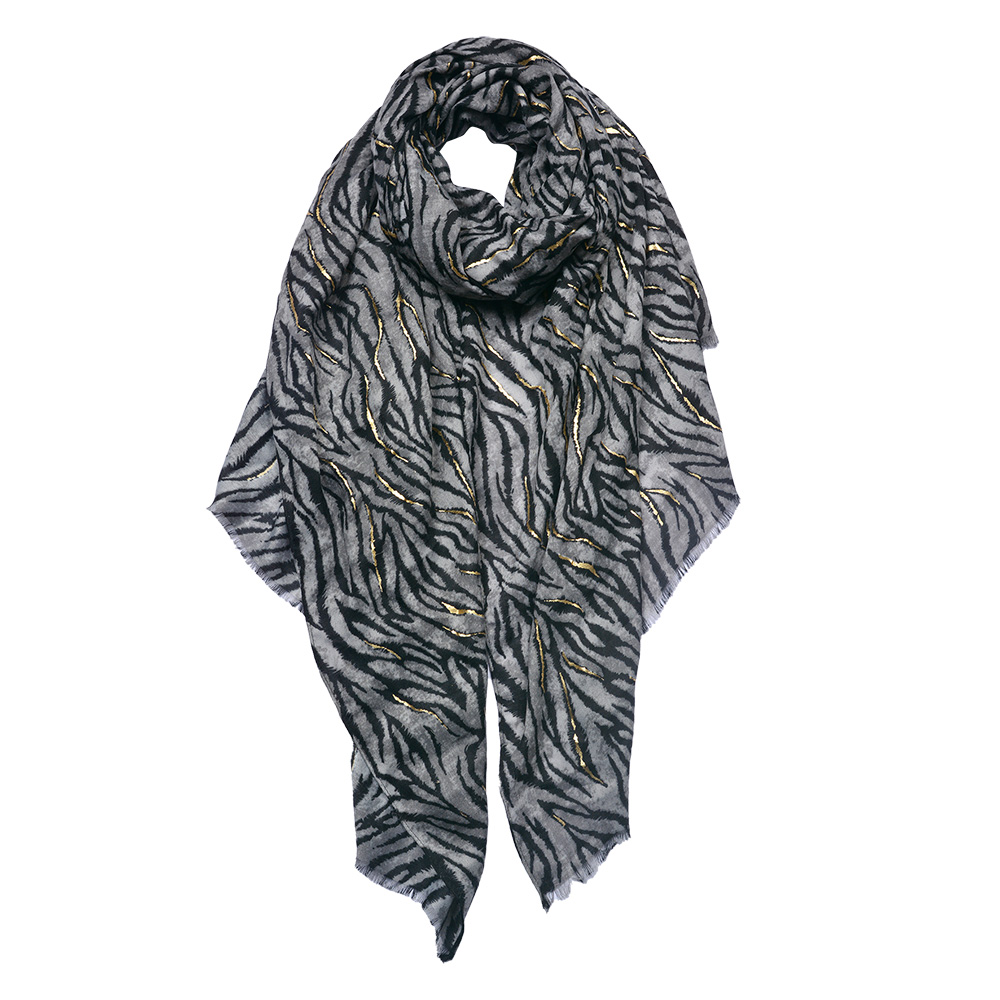Foulard femme impirmée Gris, Noir 90x180 cm