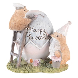 [6PR3824] Decoration Statue Chicks Grey Brown 12x9x12 cm