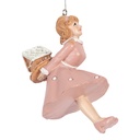 Decorazione pendente Ballerina Rosa Beige 6x6x10 cm