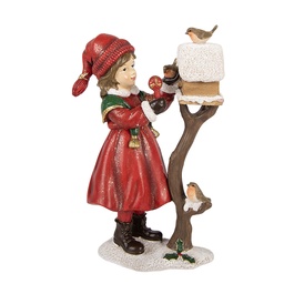 [6PR6318] Decoration Child at birdhouse Red Brown 13x7x19 cm