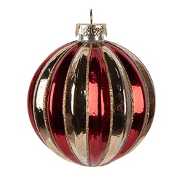 [6GL5135] Weihnachtskugel Goldfarbig Rot Ø 8x8 cm
