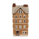 Tealight Holder Christmas House Orange Beige 11x9x22 cm