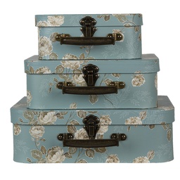 [64753] Dekorativer Koffer 3er Set Grün 30x21x9/25x18x9/20x16x8 cm