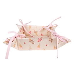 [FAS47] Cestino di Pane Beige Rosa 35x35x8 cm
