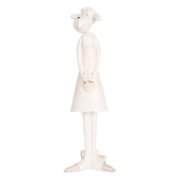 [6PR5470] Deko Schaf Weiß Rosa 6x4x17 cm