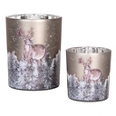 Tealight holder (2) Grey Brown Ø 7x8 / 10x13 cm
