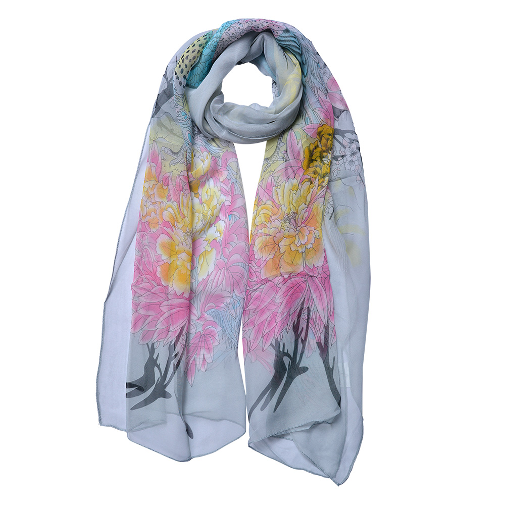 Foulard Donna Stampato Grigio 50x160 cm