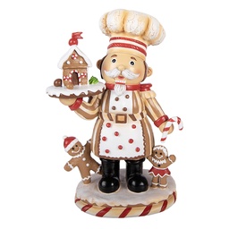 [6PR6251] Décoration cuisinier Marron Blanc 18x13x27 cm