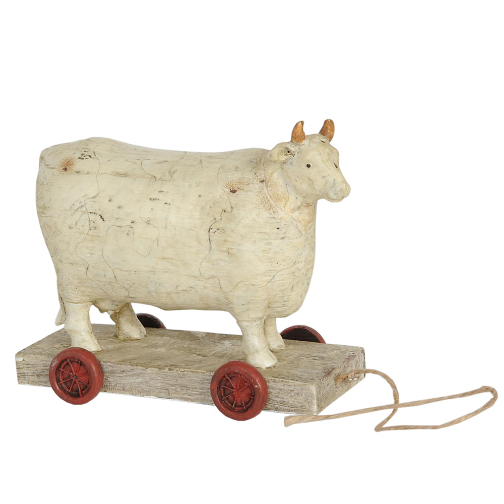 Image de décoration Vache Blanc 14x7x12 cm
