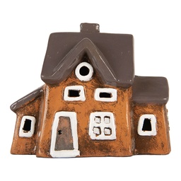 [6CE2201] Dekoration Haus Orange Grau 20x11x16 cm