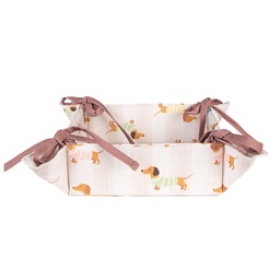 [PAP47] Bread Basket Beige Pink 35x35x8 cm