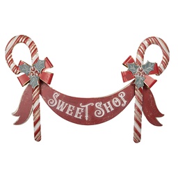 [5Y1489] Textschild Rot Weiß 91x5x59 cm