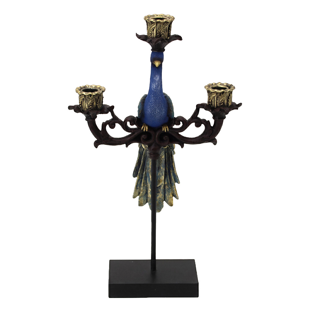Kerzenständer Blau Goldfarbig 25x10x42 cm