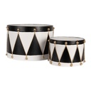 Decorative Drum White Black (set 2) Ø 40x25 / Ø 26x17 cm
