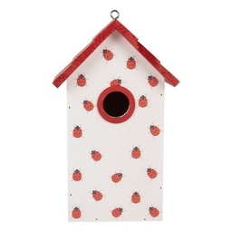 [6H2445] Vogelhaus Weiß Rot 15x10x22 cm