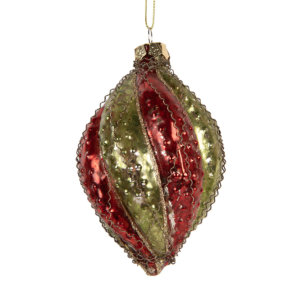 Boule de Noël Rouge Vert Ø 7x11 cm