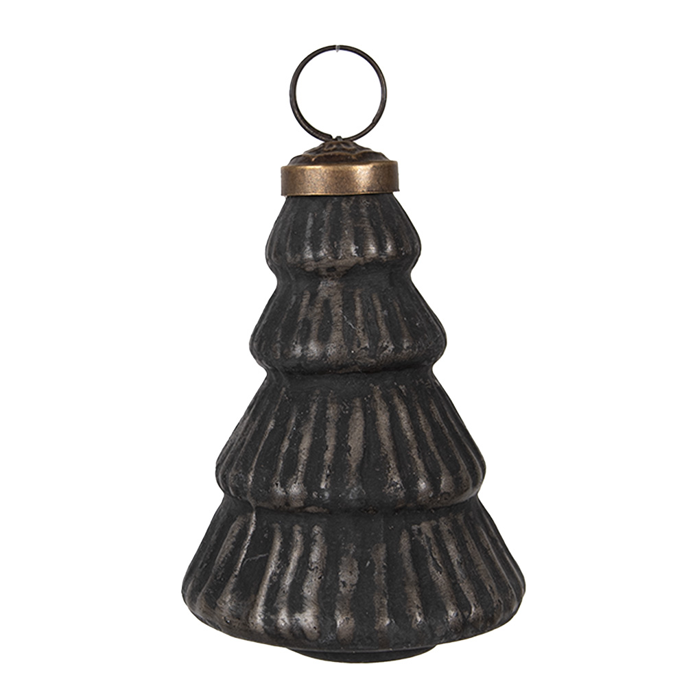 Christmas Bauble Black Grey Ø 6x9 cm