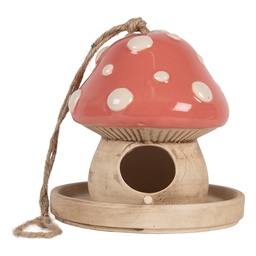 [6CE2320] Casetta per Uccelli Beige Rosa Ø 13x13 cm