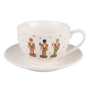 Kaffeetasse mit Unterteller Beige 12x9x6 cm / Ø 14x2 cm / 200 ml