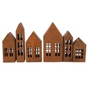 Décoration Maisons (set de 6) Marron 7x3x14 / 3x2x14 / 6x3x11 / 3x3x11 / 5x3x9 / 4x3x11 cm