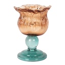 Clayre & Eef Porte-bougie Ø 10x14 cm Orange Verre