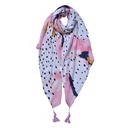 Schal Damen Muster Weiß Rosa Blau 90x180 cm