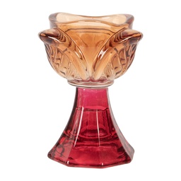 [6GL5342O] Glass Tea Light Holder Orange Pink Ø 7x10 cm