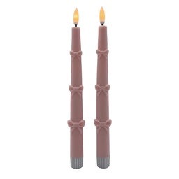 [6CA0012] Kerze mit LED set 2 Rosa Ø 3x25 cm / 2xAAA