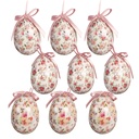 Ciondolo Decorativo Uovo (set 9) Bianco Rosa Ø 5x8 cm