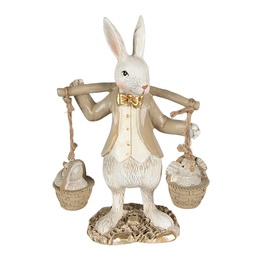 [6PR3872] Statua Decorativa Coniglio Beige, Marrone 12x6x17 cm