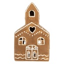 Portacandele Natale Casette Marrone Bianco 10x10x16 cm