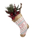 Decorazione Calza di Natale Bianco Color oro 25x6x62 cm